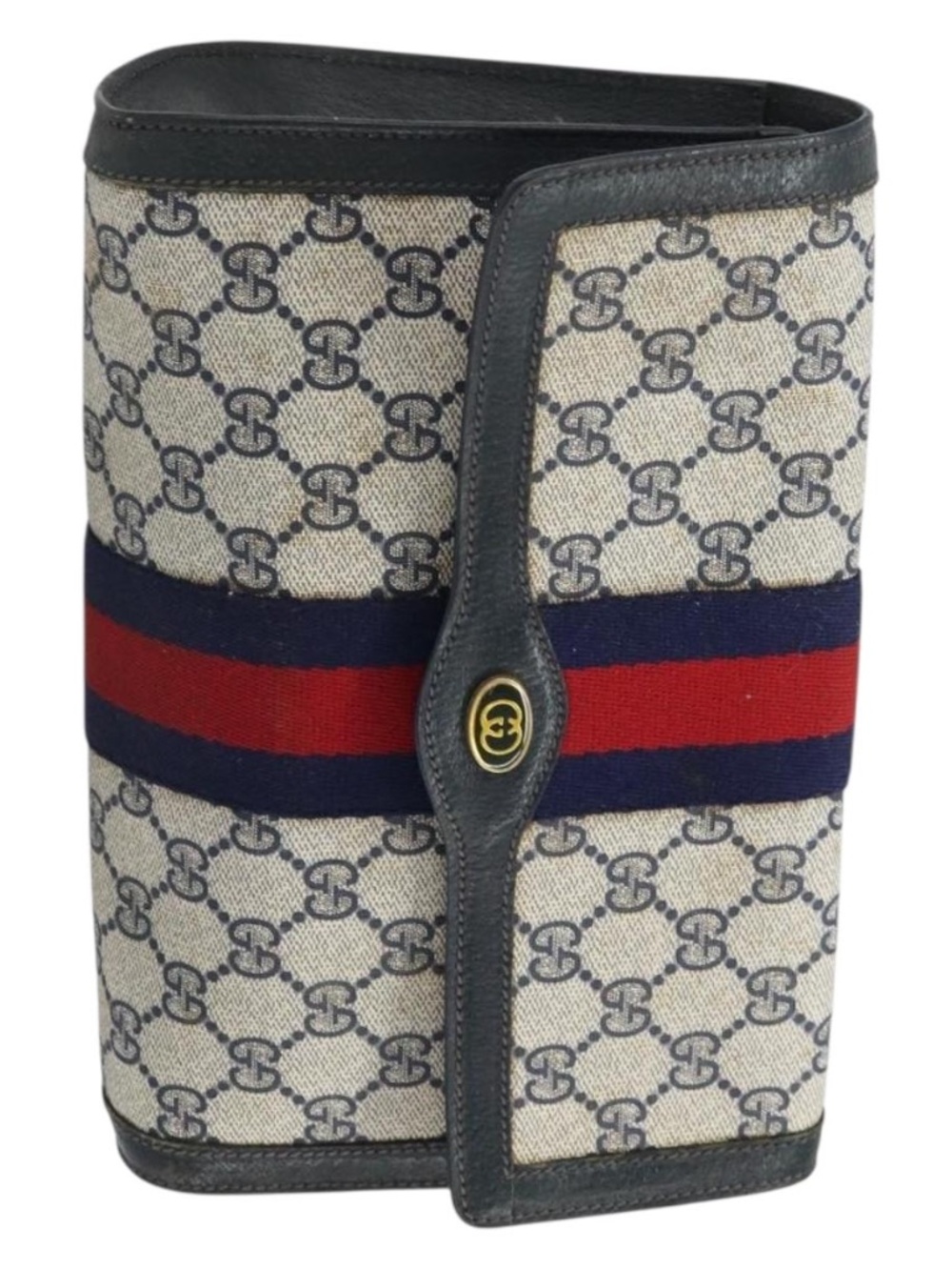Vintage Gucci GG Supreme Sherry Line Clutch Bag Red & Blue Stripe